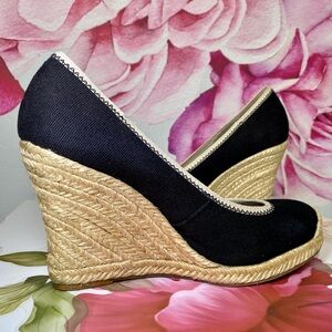 Banana Republic Black and Tan Espadrilles Classic Slip-On